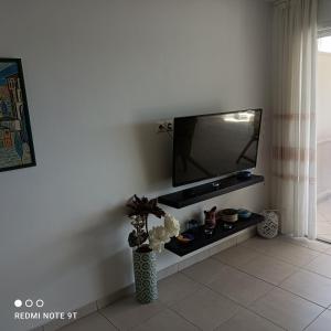 Televízia a/alebo spoločenská miestnosť v ubytovaní iliana's seaside maisonette