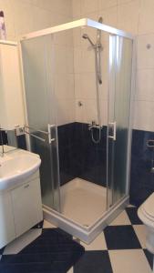 a shower with a glass door in a bathroom at Apartment in Silo/Insel Krk 14603 in Šilo