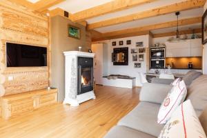 Televízia a/alebo spoločenská miestnosť v ubytovaní Apartamenty Stylowe Zakopane