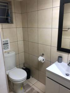 a bathroom with a toilet and a sink at Impunzi Place in Kloof