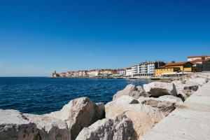 a group of rocks next to a body of water at Music Apartment By Locap Group in Piran
