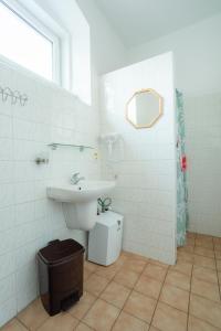 a bathroom with a sink and a toilet at Penzion De Monte in Horní Planá