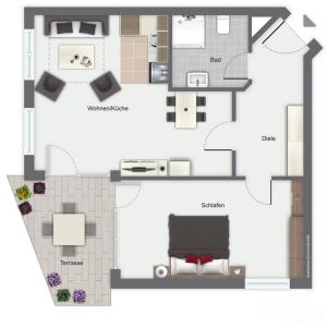 Půdorys ubytování Likedeeler Wohnung 01