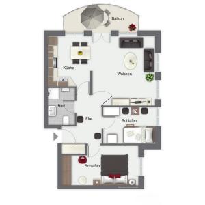 Půdorys ubytování Achtern Diek Wohnung 13