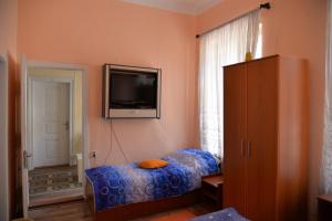 Schlafzimmer mit einem Bett und einem Flachbild-TV in der Unterkunft APARTMANI STARI GRAD PRIBOJ in Priboj