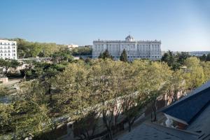 a view from the roof of a building with trees at Principe Pio in Madrid