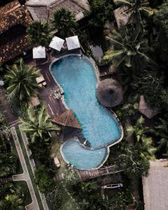 克拉玛斯Keramas Sacred River Retreat Resort and Villa的享有度假村游泳池的顶部景致