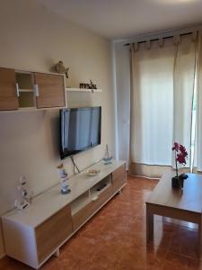 Televízia a/alebo spoločenská miestnosť v ubytovaní BAJO en PRIMERA LÍNEA de VERA-PLAYA con piscina privada!