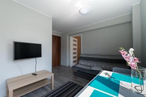 Televízia a/alebo spoločenská miestnosť v ubytovaní Apartamenty Gdynia