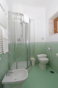a bathroom with a shower and a toilet and a sink at La Casa Felice a San Pietro in Rome
