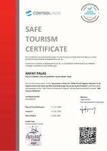 a screenshot of the safe tourism certificate website at Hayat Palas in Erzincan