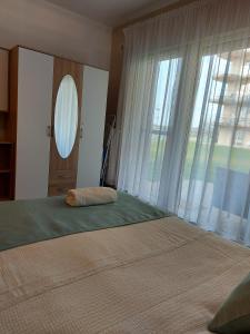 Łóżko lub łóżka w pokoju w obiekcie Bike & Spa Velence Apartman