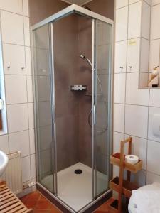 Ein Badezimmer in der Unterkunft Ferienwohnung Mönchgut 1 mit Wintergarten und Terrasse