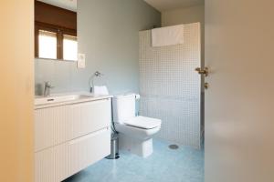 a bathroom with a toilet and a sink and a shower at Entre Conventos in Toledo