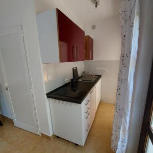 a small kitchen with a counter and a sink at Ferienhaus Bozena Appartment 3 in Vrsar