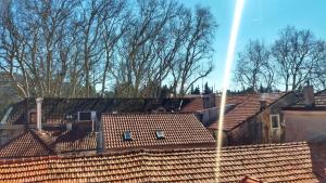 a view of roofs of a city with trees at Apartmani Trklja in Trebinje