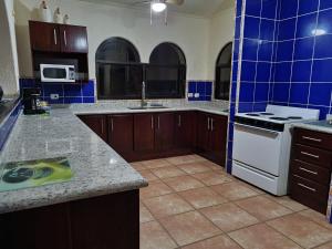 Cucina o angolo cottura di Casa del Arte, a luxury beachfront villa with private pool