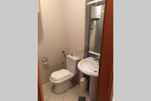 ein kleines Badezimmer mit Toilette und Waschbecken in der Unterkunft Apartment Jadranka Selce No 64 in Selce + 8 Fotos