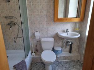 un bagno con wc, lavandino e doccia di LivingPalanga Meta3 a Palanga Altre 18 foto