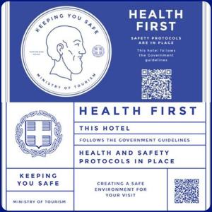 a collage of health first and health first logo at Beachfront Apartment Kato Zakros in Káto Zákros
