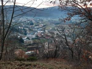 a view of a city from a hill with trees at Affittacamere da Angela in Borgorose