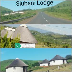 un collage de dos fotos de una casa de campo en Slubani, en Eshowe