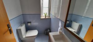 a bathroom with a toilet and a sink and a window at CasAzulApartments in Sintra