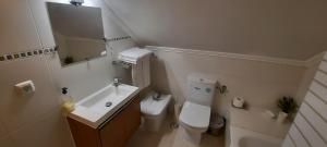 a small bathroom with a toilet and a sink at CasAzulApartments in Sintra