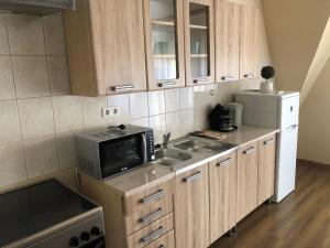 Kuchyň nebo kuchyňský kout v ubytování Alina apartmanok