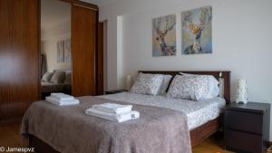 Un pat sau paturi într-o cameră la Apartamento Santos Graça