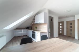 Kuchyň nebo kuchyňský kout v ubytování Saeli Apartments