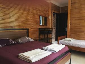 Llit o llits en una habitació de Guest House Shekvetili