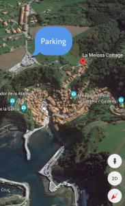 a map of a park with the words parking at La Melosa Cottage in Cudillero