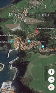 a map of the location of a golf course at La Melosa Cottage in Cudillero