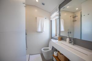 a bathroom with a sink and a toilet and a mirror at Parati Apartments in Ericeira +74 photos