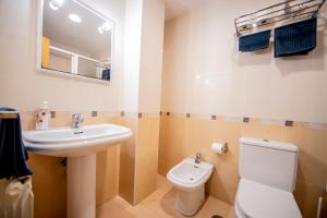 オ・ペドロウソにあるNoja rooms 1の洗面台、トイレ、鏡のあるバスルーム