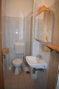 ein kleines Bad mit WC und Waschbecken in der Unterkunft Holiday apartment in Drage with terrace, air conditioning, W-LAN 5013-5 in Drage