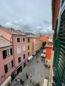 an overhead view of a city street with buildings at Mare e Cielo Luxury Apartment (1BR) in Sestri Levante
