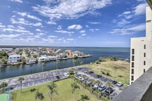 an aerial view of a harbor with a marina at Waterfront Resort Condo with Private Beach and Pool in Hudson