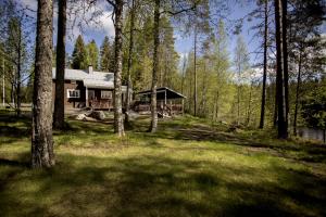 a house in the middle of a forest at Yksityinen järvenrantakohde ryhmille sauna, luonto ja oma rauha in Jämsä
