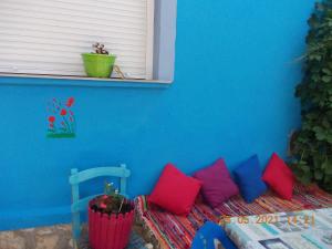 A seating area at Marco's apartment