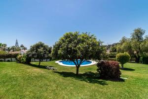 una piscina en un patio con árboles y césped en Exclusive House located in Prime location en Marbella