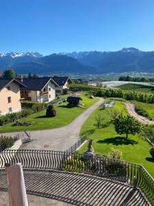 a view of a park with mountains in the background at Affittacamere Dolce Sogno in Coredo