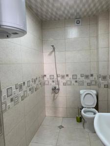 a bathroom with a shower with a toilet and a sink at Villa MATE & Villa LUKA in Ureki +21 photos