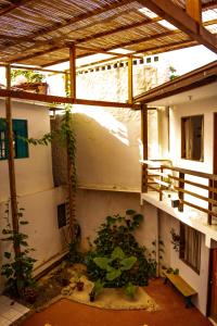 een gebouw met een binnenplaats met veel planten bij Maré Mansa Pousada e Hostel in Itacaré