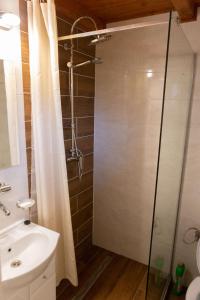 a bathroom with a shower and a sink at Privat Bajka 2 in Spišské Bystré