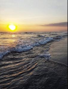 - un coucher de soleil sur la plage avec l'océan dans l'établissement Balisani Suites Hotel, à Seminyak