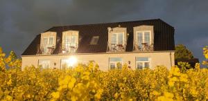 une maison avec des personnes sur le balcon dans l'établissement Roskilde B&B, à Gadstrup