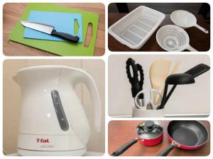 a collage of pictures of kitchen utensils and appliances at Arbor house - Vacation STAY 86736 in Kagoshima