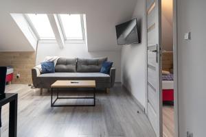 Televízia a/alebo spoločenská miestnosť v ubytovaní City Center Apartments Lofty z klimatyzacją